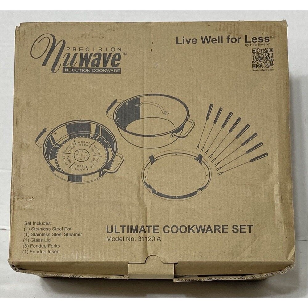 NuWave 31120 Ultimate Stainless Steel Cookware Set Induction Pot Steamer Fondue